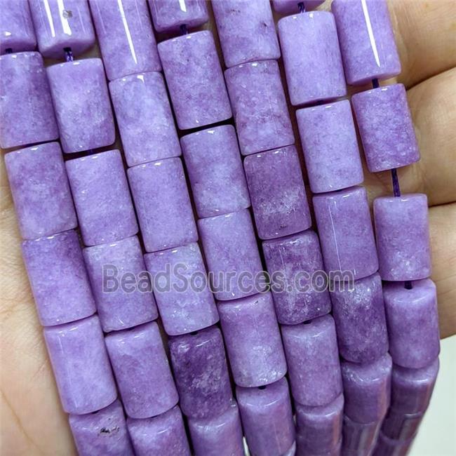 Sponge Jade Tube Beads Puprle Dye