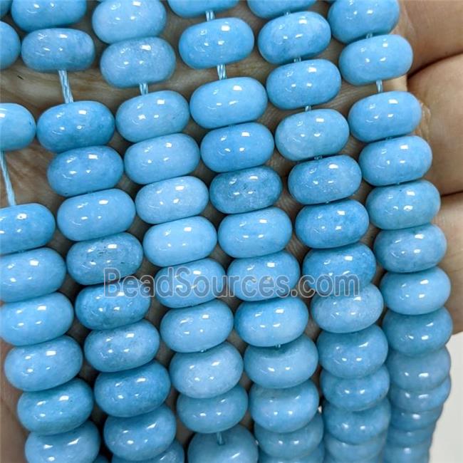 Sponge Jade Rondelle Beads Smooth Blue Dye