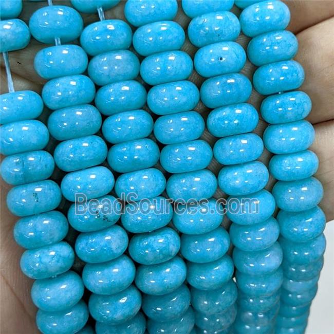 Sponge Jade Rondelle Beads Smooth Blue Dye