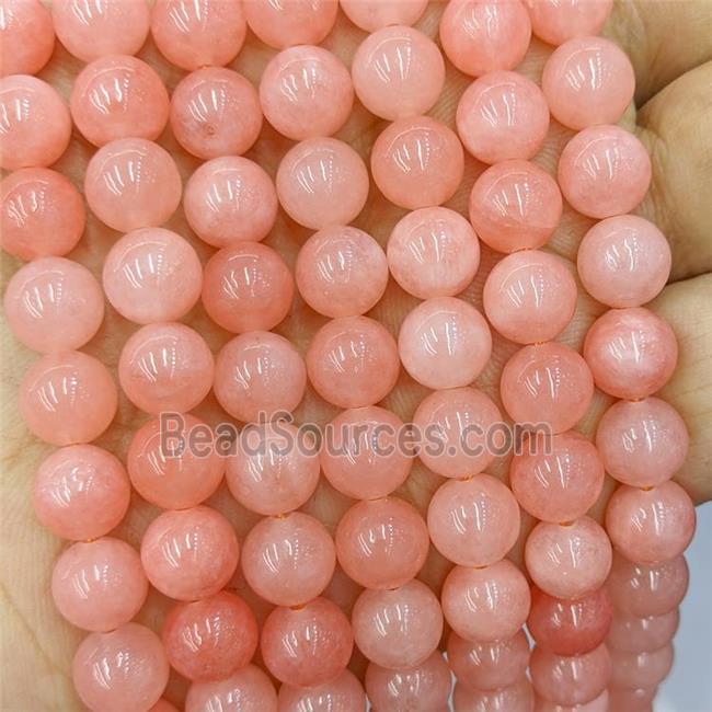 Sponge Jade Beads Pink Dye Smooth Round