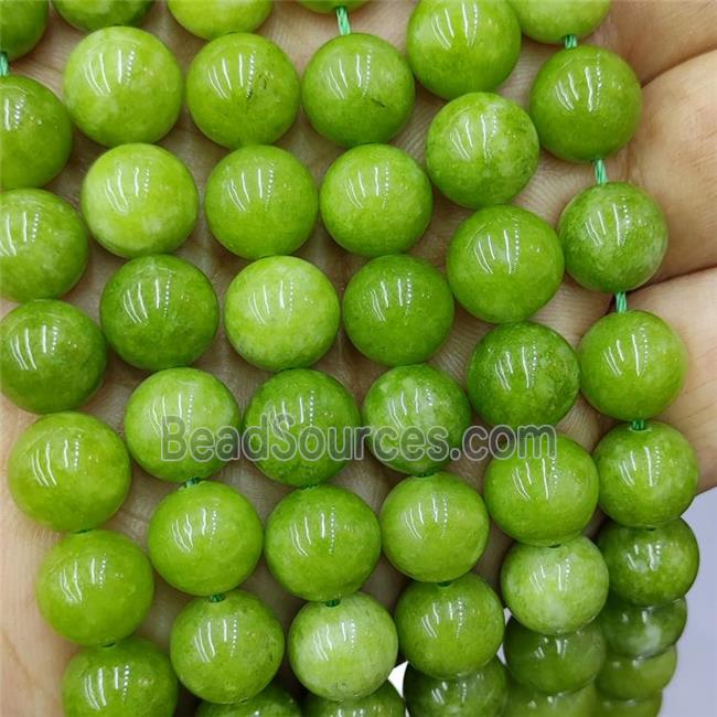 Sponge Jade Beads Green Dye Smooth Round