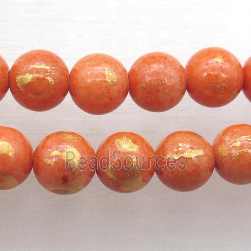 orange JinShan Jade beads, round