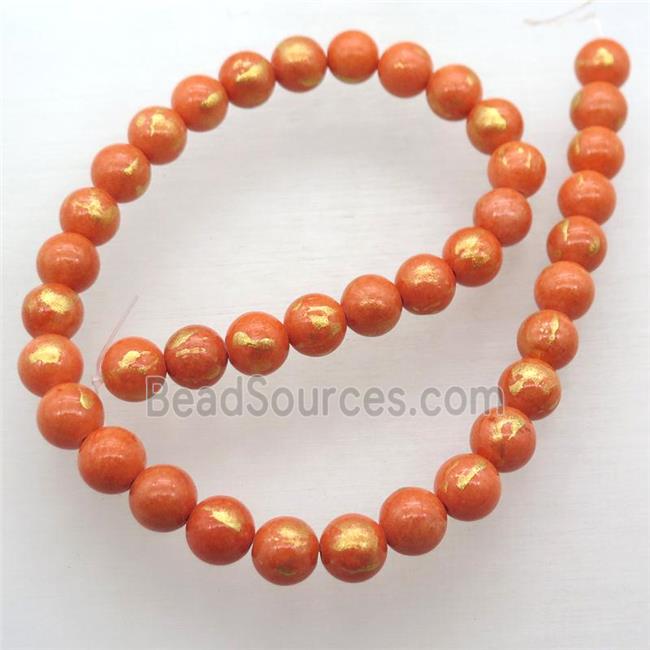 orange JinShan Jade beads, round