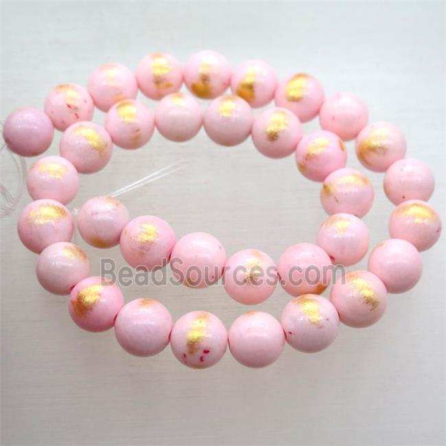 round pink JinShan Jade beads