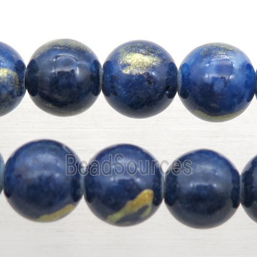 round JinShan Jade beads, blue