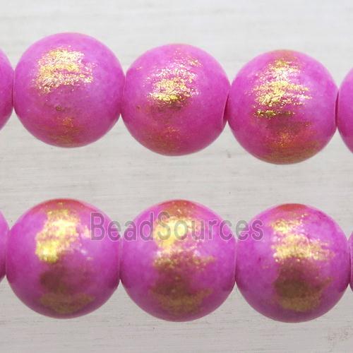 round hotpink JinShan Jade beads