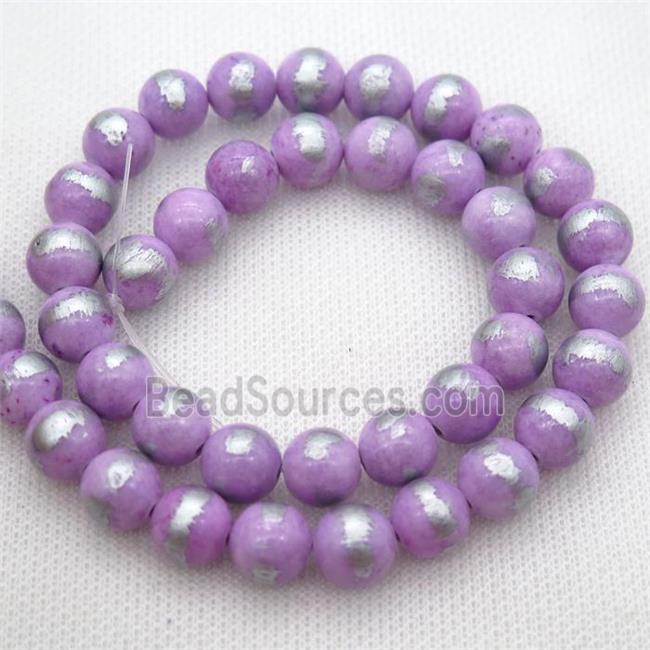 round lavender Silvery Jade Beads