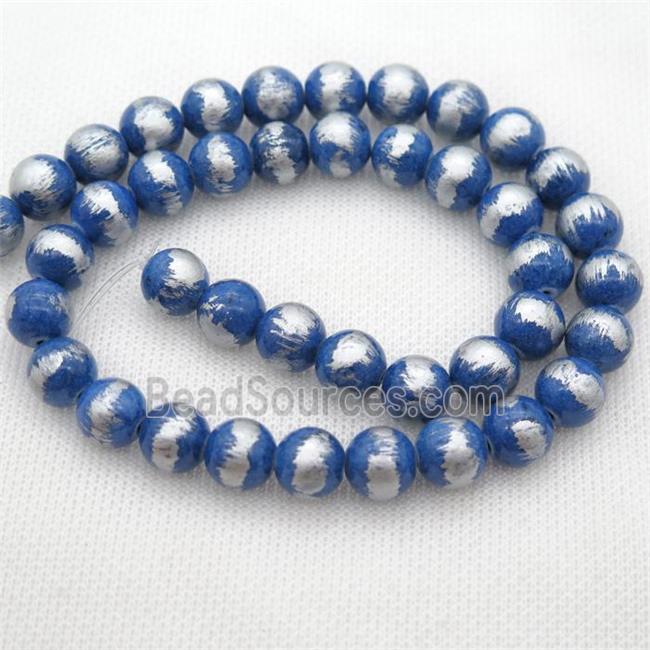 round blue Silvery Jade Beads