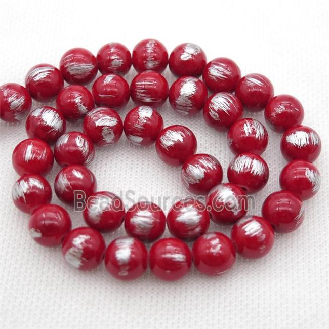 round red Silvery Jade Beads