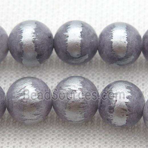 round gray Silvery Jade Beads