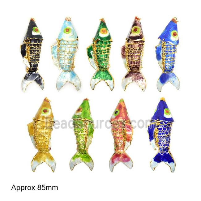 Cloisonne Goldfish Pendant Brass Mixed