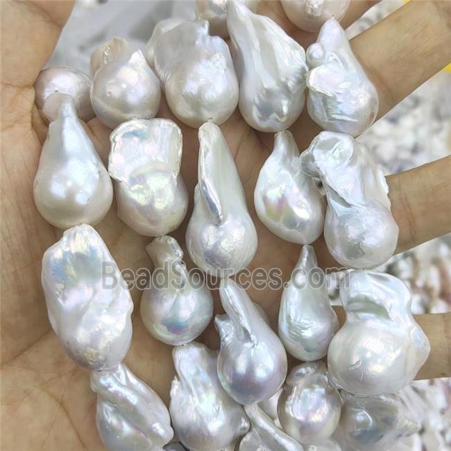 Edison Pearl Beads, freeform, white