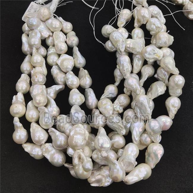 Edison Pearl Beads, freeform, white