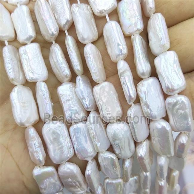 Baroque Style Natural White Pearl Rectangle Beads