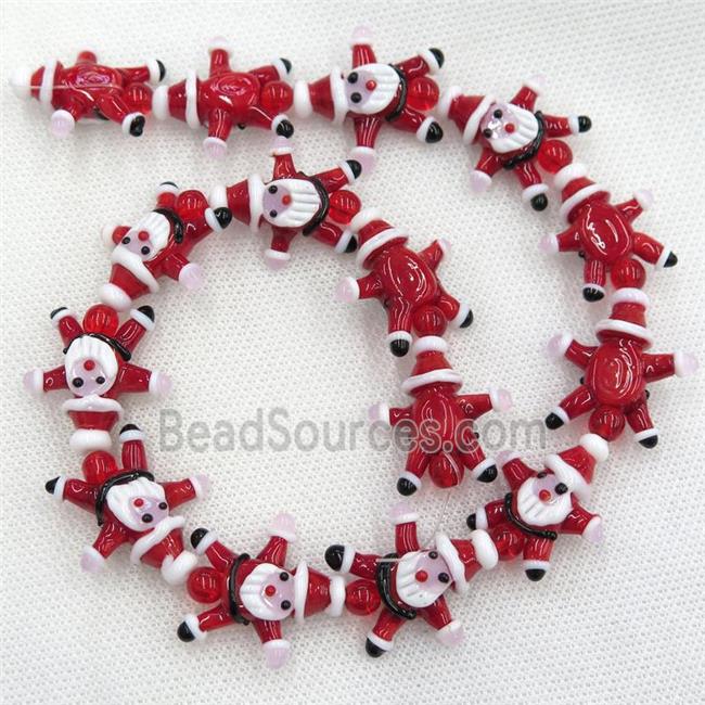 Lampwork glass beads, santa claus