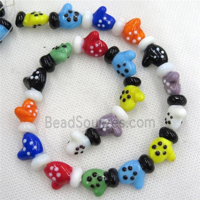 Lampwork glass beads, christmas glove