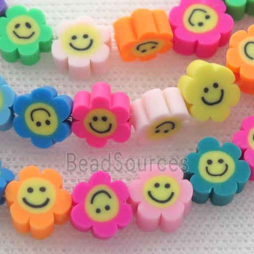 Polymer Clay Fimo Beads, sunflower, mix