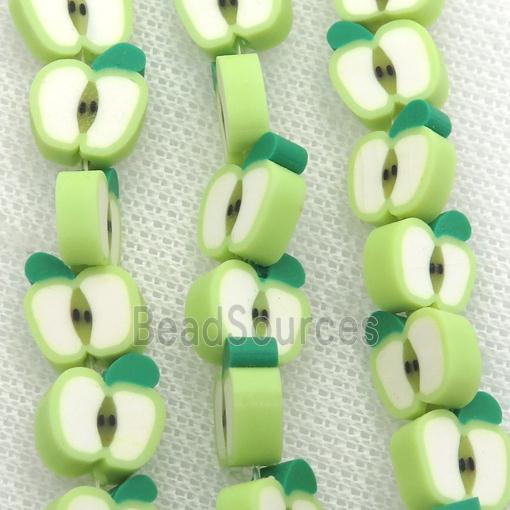 Polymer Clay Fimo Beads, green apple