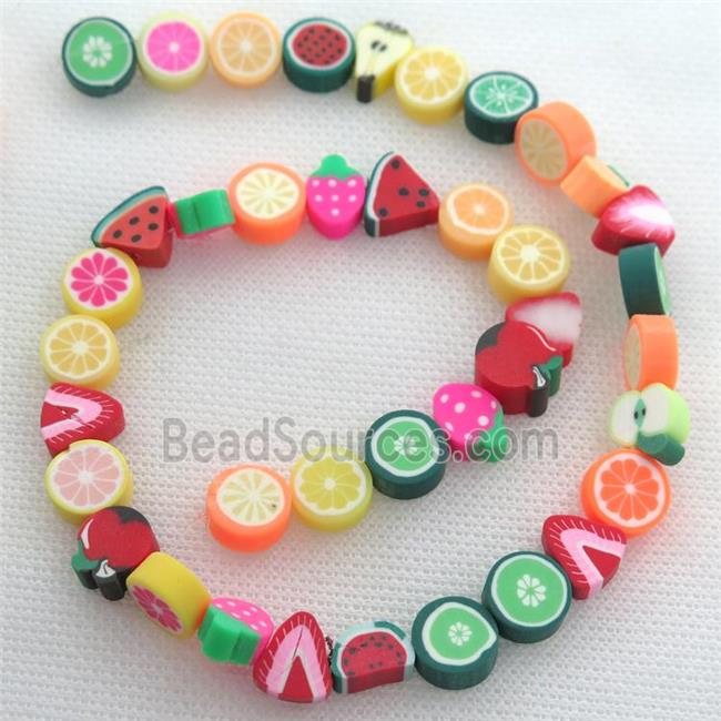 Polymer Clay Fimo Beads, fruit, mix