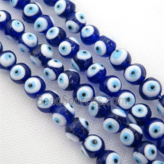 handmade dp.blue Lampwork Glass round Beads with evil eye