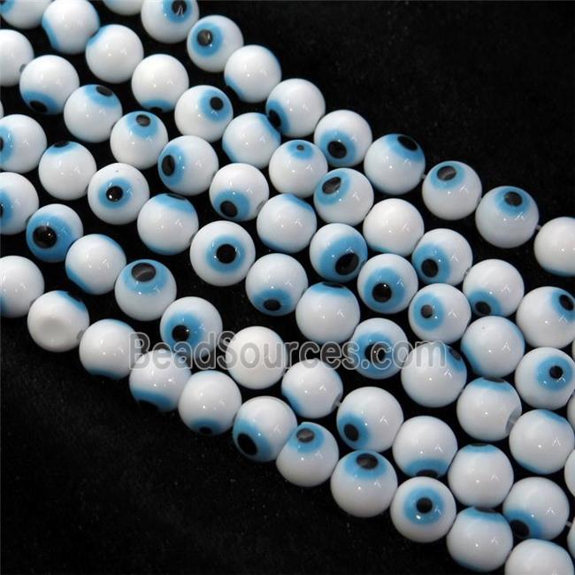 round white Lampwork Glass Beads with evil eye