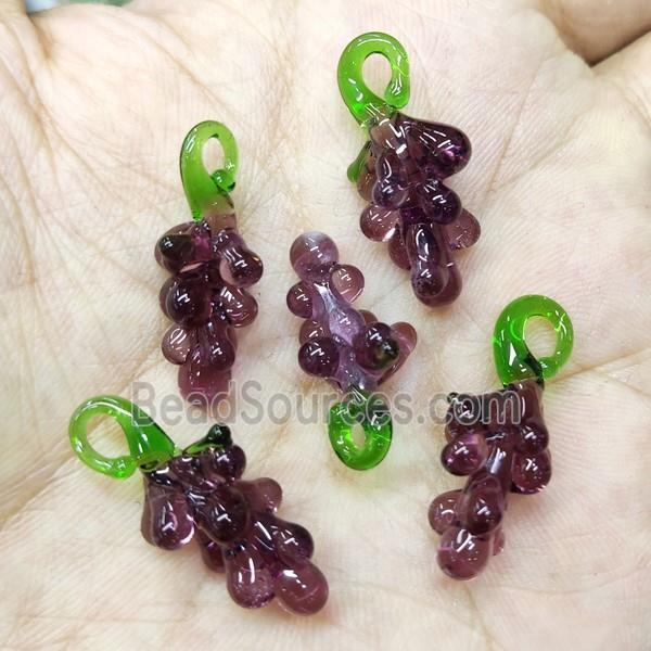 Purple Lampwork Glass Grape Pendant