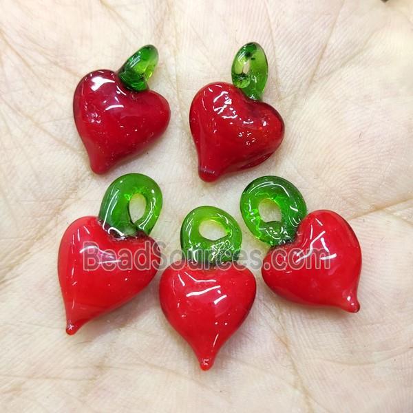 Red Lampwork Glass Heart Pendant