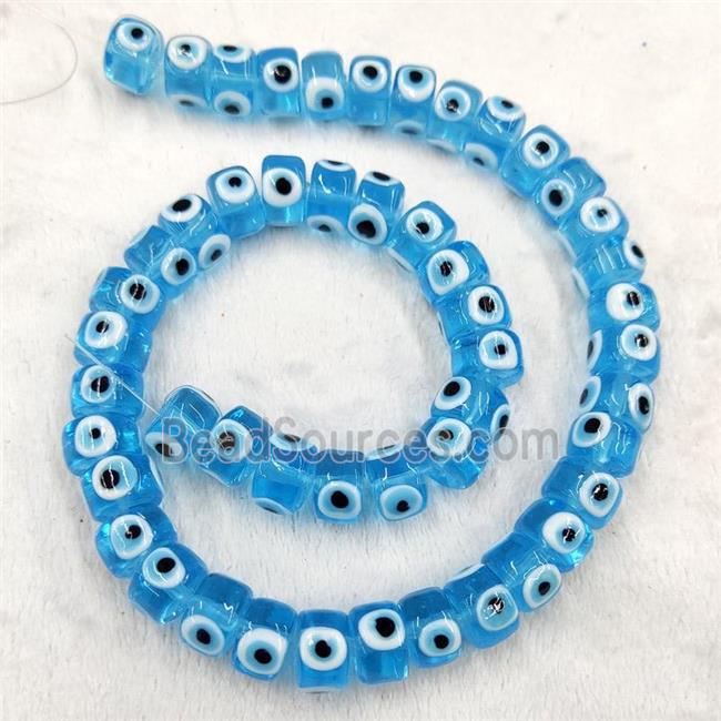 Blue Lampwork Glass Heishi Beads With Evil Eye