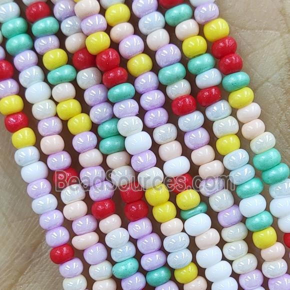 Lampwork Glass Rondelle Beads Tiny Smooth Electroplated