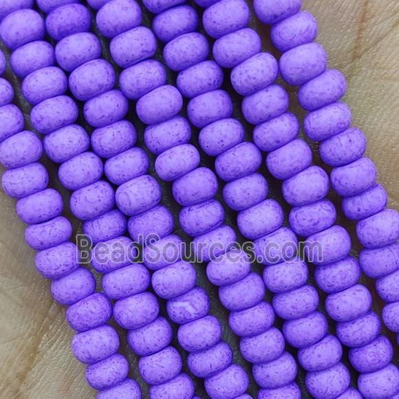 Lavender Lampwork Glass Rondelle Beads Matte