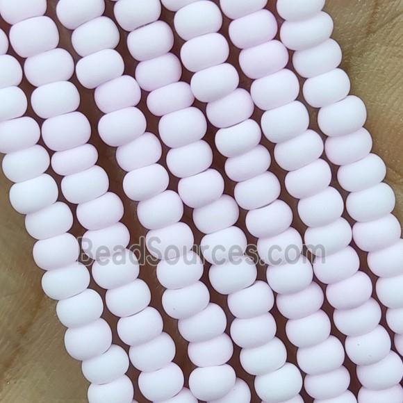 Lt.pink Lampwork Glass Rondelle Beads Matte