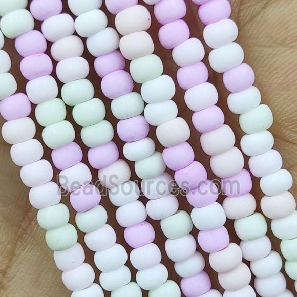 Lampwork Glass Rondelle Beads Matte Mixed Color