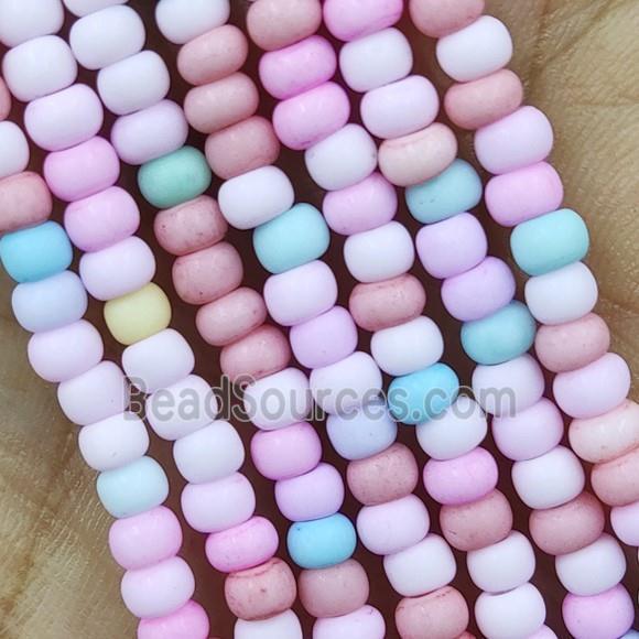 Multicolor Lampwork Glass Rondelle Beads Matte