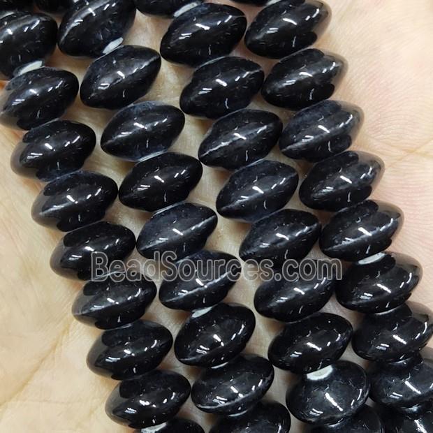 Black Lampwork Glass Bicone Beads