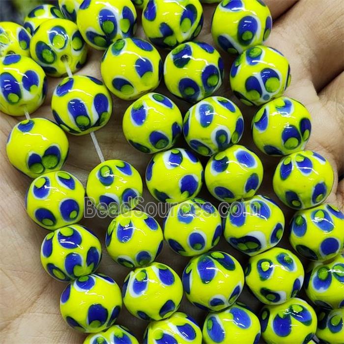 Yellow Lampwork Glass Beads Round