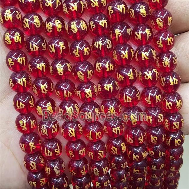 Red Glass Beads Round Buddhist