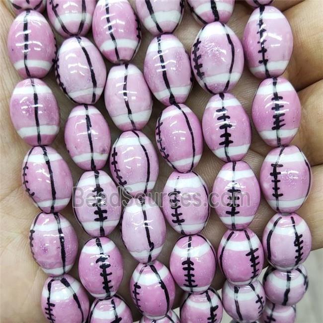 Pink Porcelain Rugby Beads American Football Sport Rice