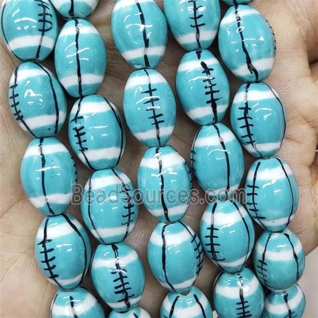 Green Porcelain Rugby Beads American Football Sport Rice