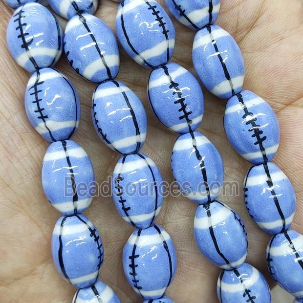 Blue Porcelain Rugby Beads American Football Sport Rice