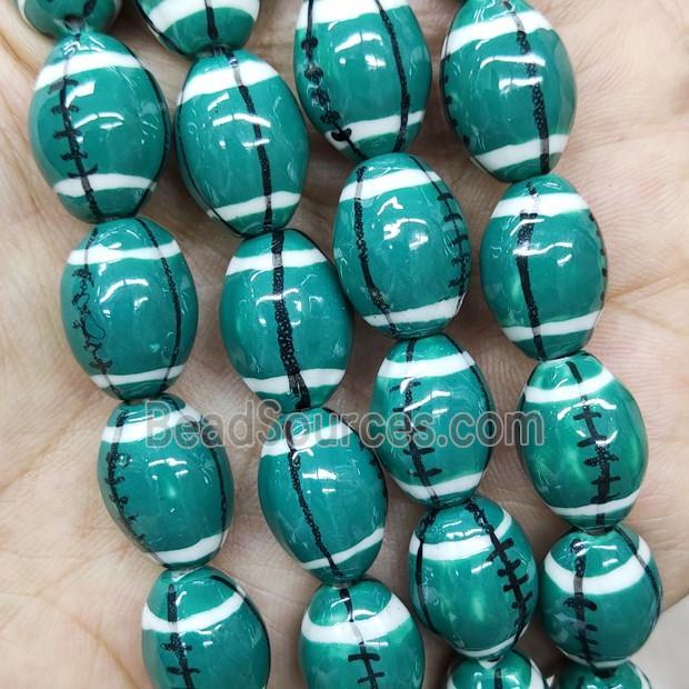 Peacockgreen Porcelain Rugby Beads American Football Sport Rice