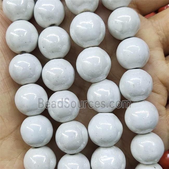 White Porcelain Beads Smooth Round