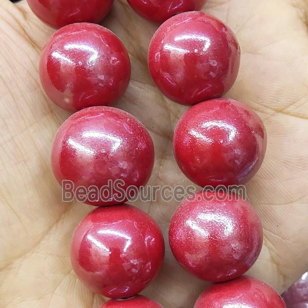 Red Porcelain Beads Smooth Round