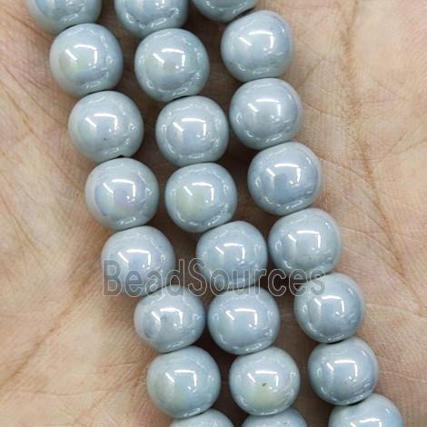 Gray Porcelain Beads Smooth Round