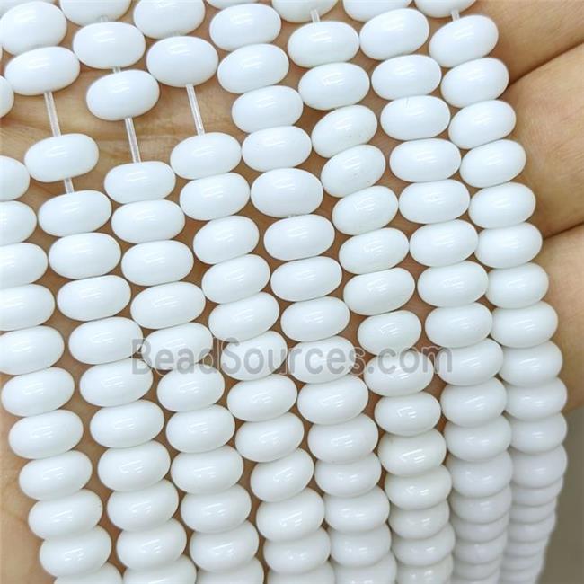 White Porcelain Beads Smooth Rondelle