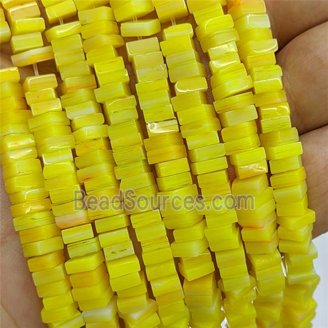 Yellow Lampwork Glass Square Beads