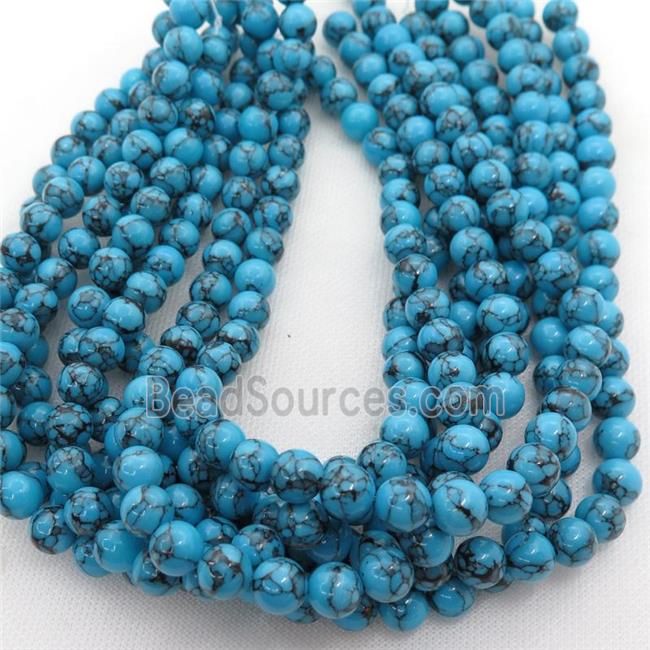 blue Assembled Turquoise round beads