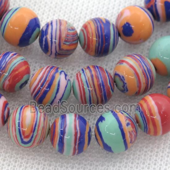 Synthetic Malachite beads, round, multicolor