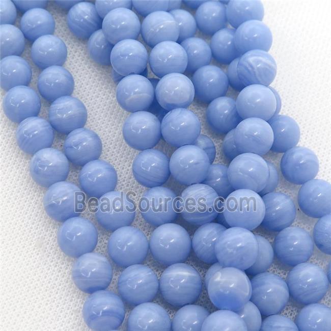 Synthetic Blue Lace Agate Beads, round