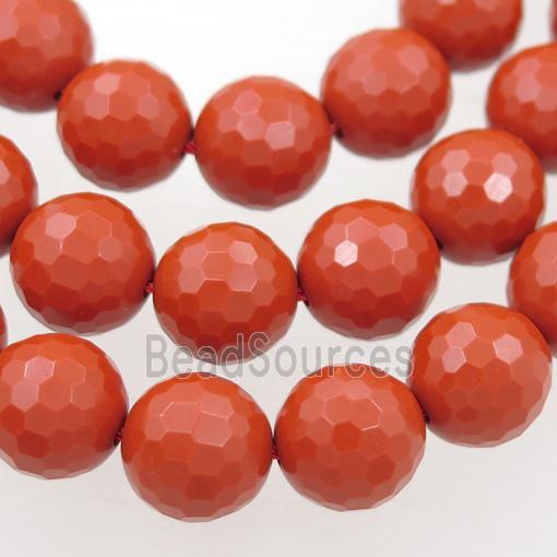 Synthetic Red Coral Beads Faceted Round