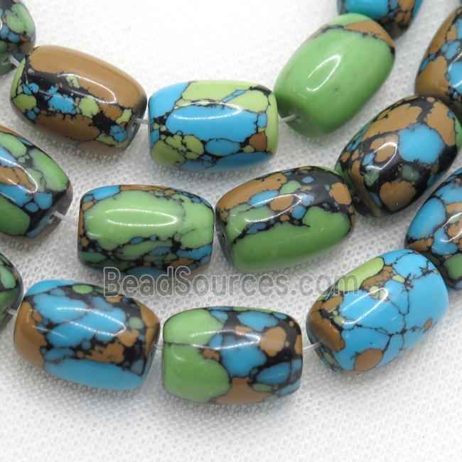 Assembled Turquoise barrel beads, multicolor